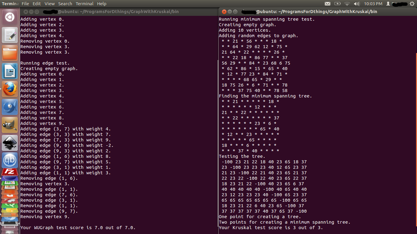 Testing the graph and algorithm.