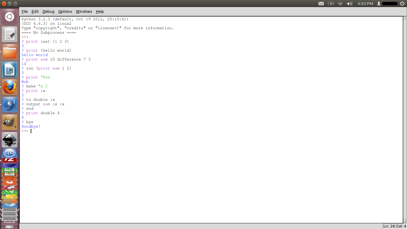 Simple commands in Logo Interpreter.